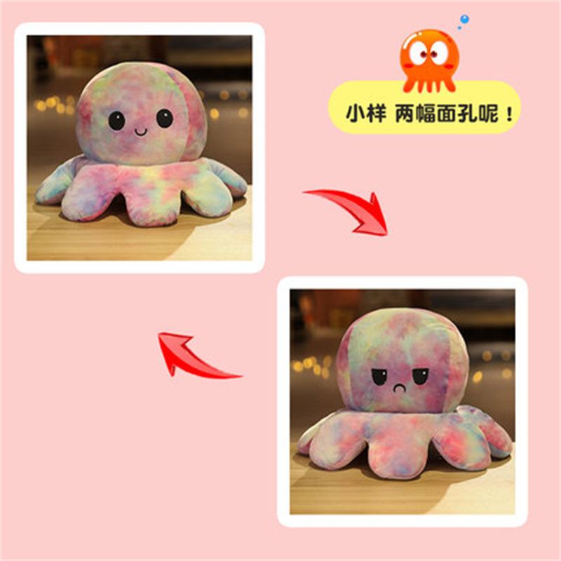 Flip Over Octopus Puppe Stimmung Doppelseitige Flip Mood Gesichtswechsel Kleine Oktopus Puppe Wütendes Plüschtier Kann umgedreht werden