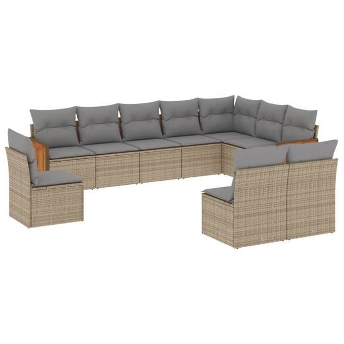 VidaXL Garden Lounge Set with Cushions 10 Pcs, Patio Sofas, Patio Furniture Set, Outdoor Furniture, Beige 3227753