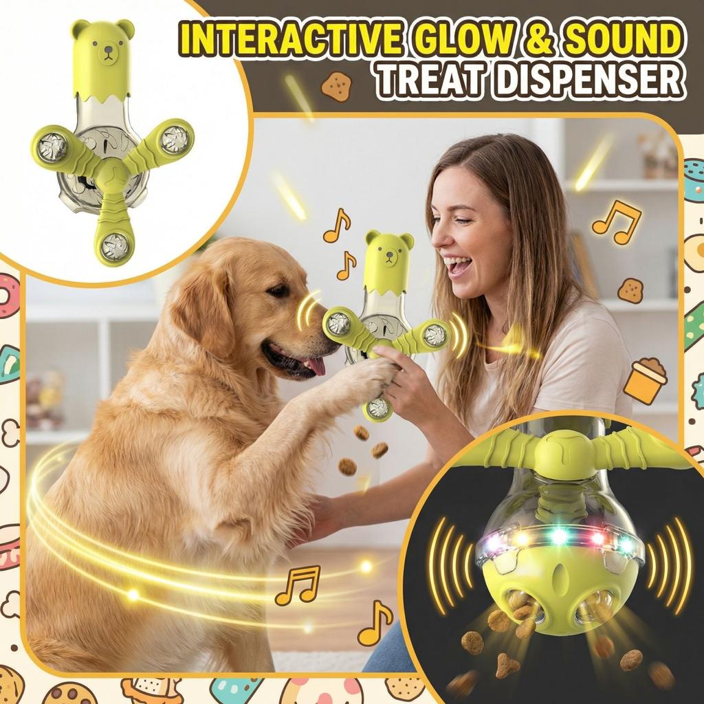 Pet Glowing Vocalizing Rotating Multi  Functional Food  Dispersing Toy