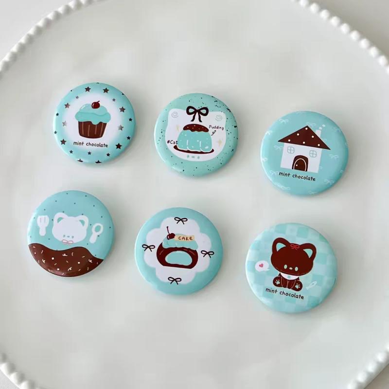 6Pcs Cute Cartoon Mini Cartoon Button Badge Kawaii Retro Girls Kids Backpack Pencil Bag Diy Decorative Brooch Pin Accessories