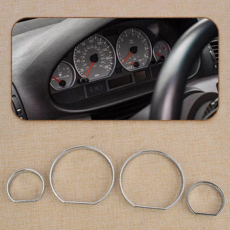 Silver Dashboard Trument Gauge Panel Ring Cover Trim Set Plastic Fit For BMW 3 Series E46 1999 2000 2001 2002 2003 2004 2005