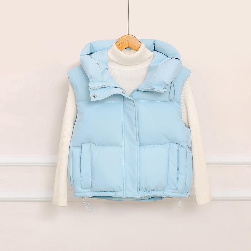 Cotton vest women's short autumn and winter new hooded vest outer wear versatile loose thickened thermal vest jacket