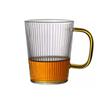Ribbed Juice Water Drinking Glass Cup With Handle Vertical Striped Borosilicate Heat Resistant Coffee Cup Whiskey Tumbler Glass