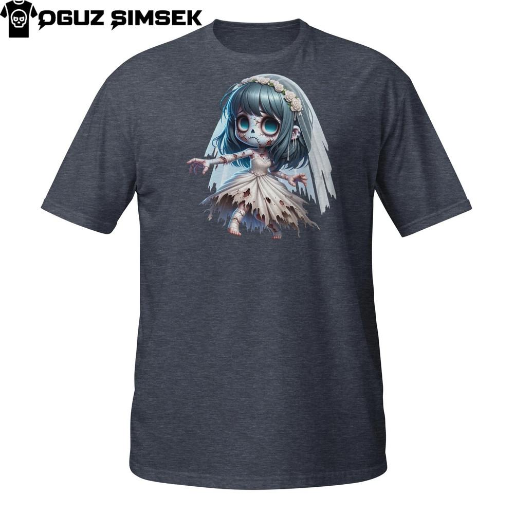 

Ghost Wedding T-Shirt – Creepy Zombie Girl with Veil and Outstretched Arms L