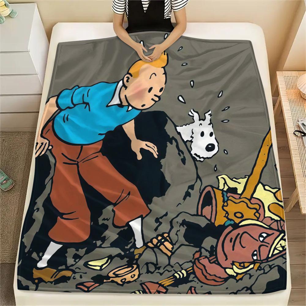 The Adventures of TintinFlannel Blanket, High quality Comfortable for All Seasons, Home Decor, Warmth and Comfort