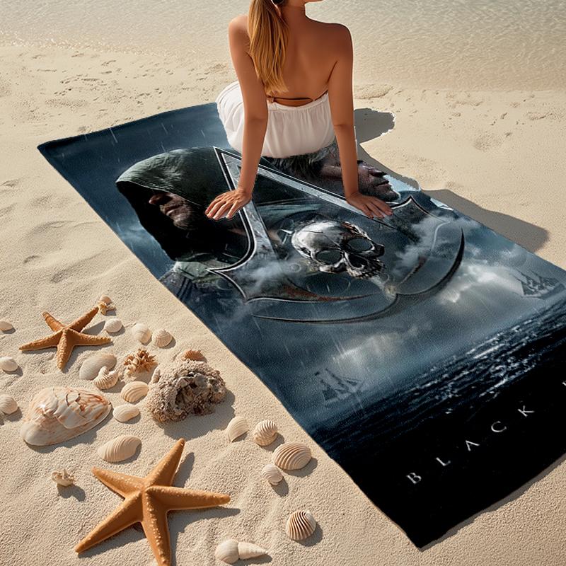 Ultra-weiches Strandtuch mit Assassin's Creed-Thema, Ideal für Pool - Camping, Tauchen - Perfekter Reisebegleiter, Lebendiges Strandtuch.