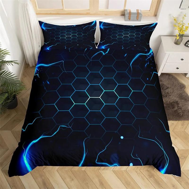 Honeycomb Duvet Cover Set Pink Geometry 3D Printed Bedding Set Polyester Cool Style Double Queen King Quilt Cover For Boys Adult