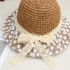 Fashion Straw Hat Mesh Bow Ribbon Sun Hat Outdoor Vacation Sun Hat Women