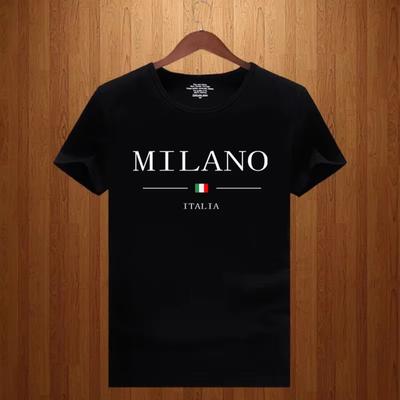 Camiseta Y2k de Verano para Hombre 2023 con Estampado de Letras Milano, Manga Corta, Lujo, Ropa Holgada de Algodón Puro Suave