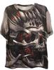 Gothic Crown Skull T Shirt Mens Large All Over Print AOP Biker Edgy Graphic Tee Unisex T-Shirt