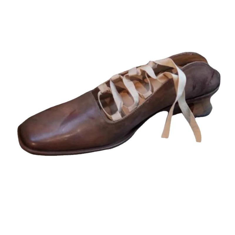 Vintage Damen Mary Jane Schuhe Schnürschuhe Ballerinas Klobige Absätze