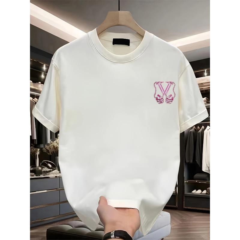 T-shirt imprimé tendance à manches courtes pour homme, taille européenne, poids lourd, pur coton, nouvelle collection été en grandes tailles, haut décontracté polyvalent