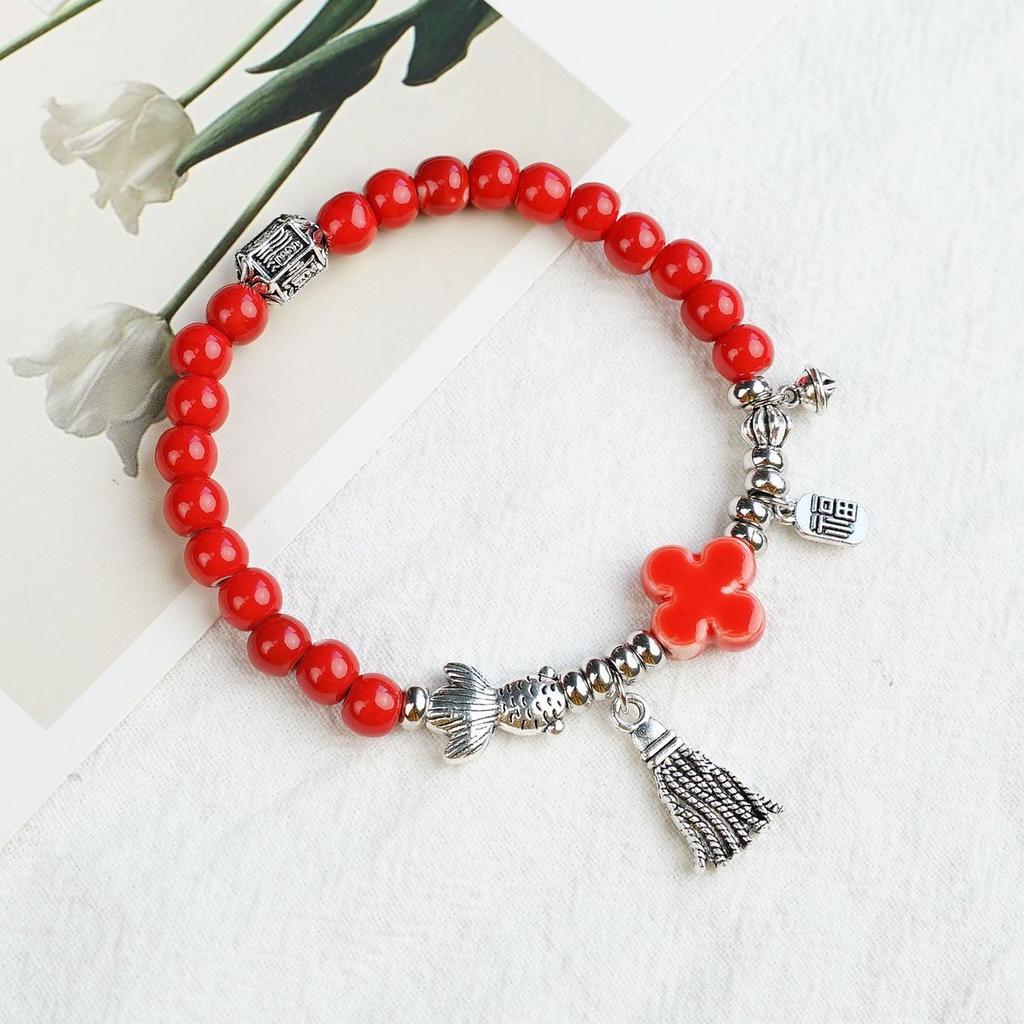 Ceramic beaded bracelet small fresh ancient style national style simple bracelet summer