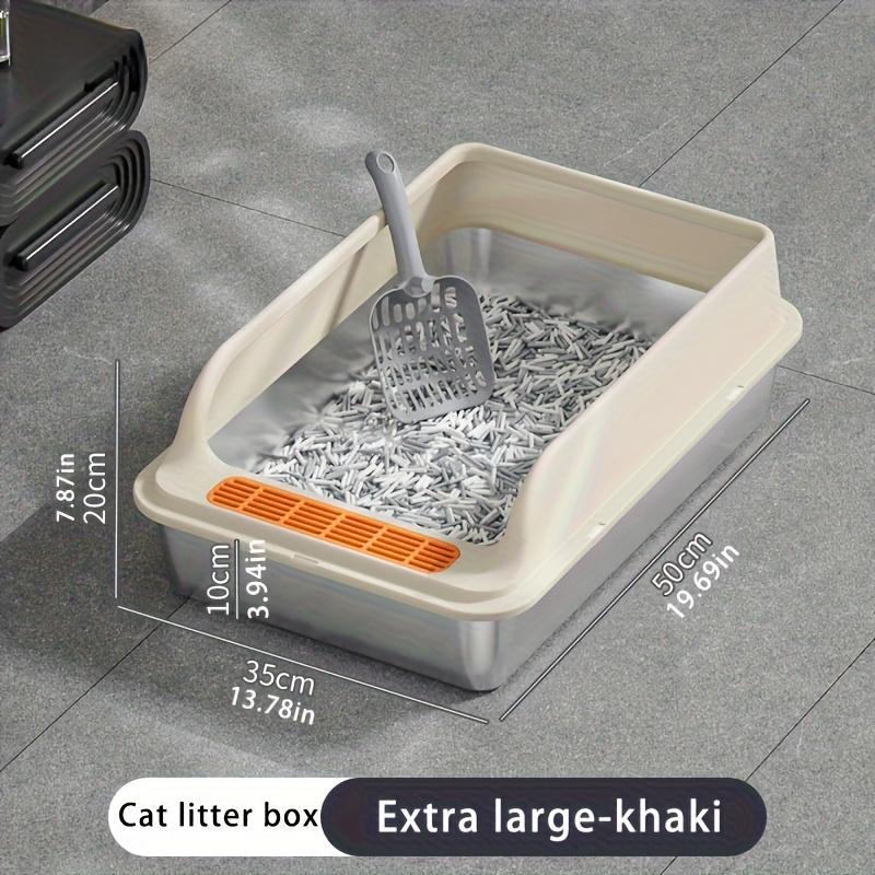 

Extra Large Stainless Steel Cat Litter Box - Leak-Proof & Non-Stick Interior with Lid,Easy Clean Rectangular Pan for Indoor Cats