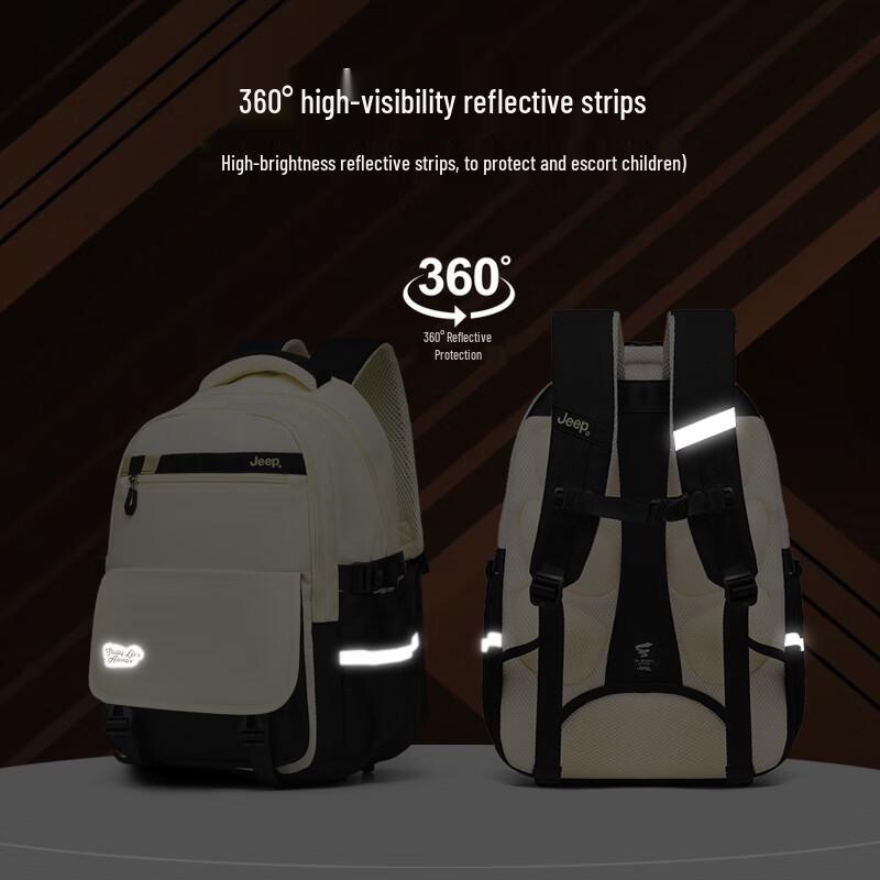Jeep Unisex Lightweight Large Capacity School Backpack with Spine Protection