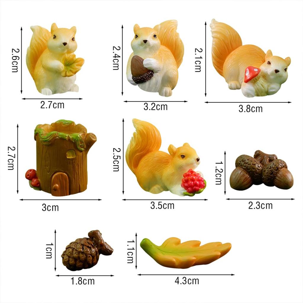 DeryArcle Set of Squirrel Miniature Lawn Fairy Garden Houses with Pine Resin Fairy Garden Entryway Cute Fairy Fairy Micro Borrowed Cute and Soothing
