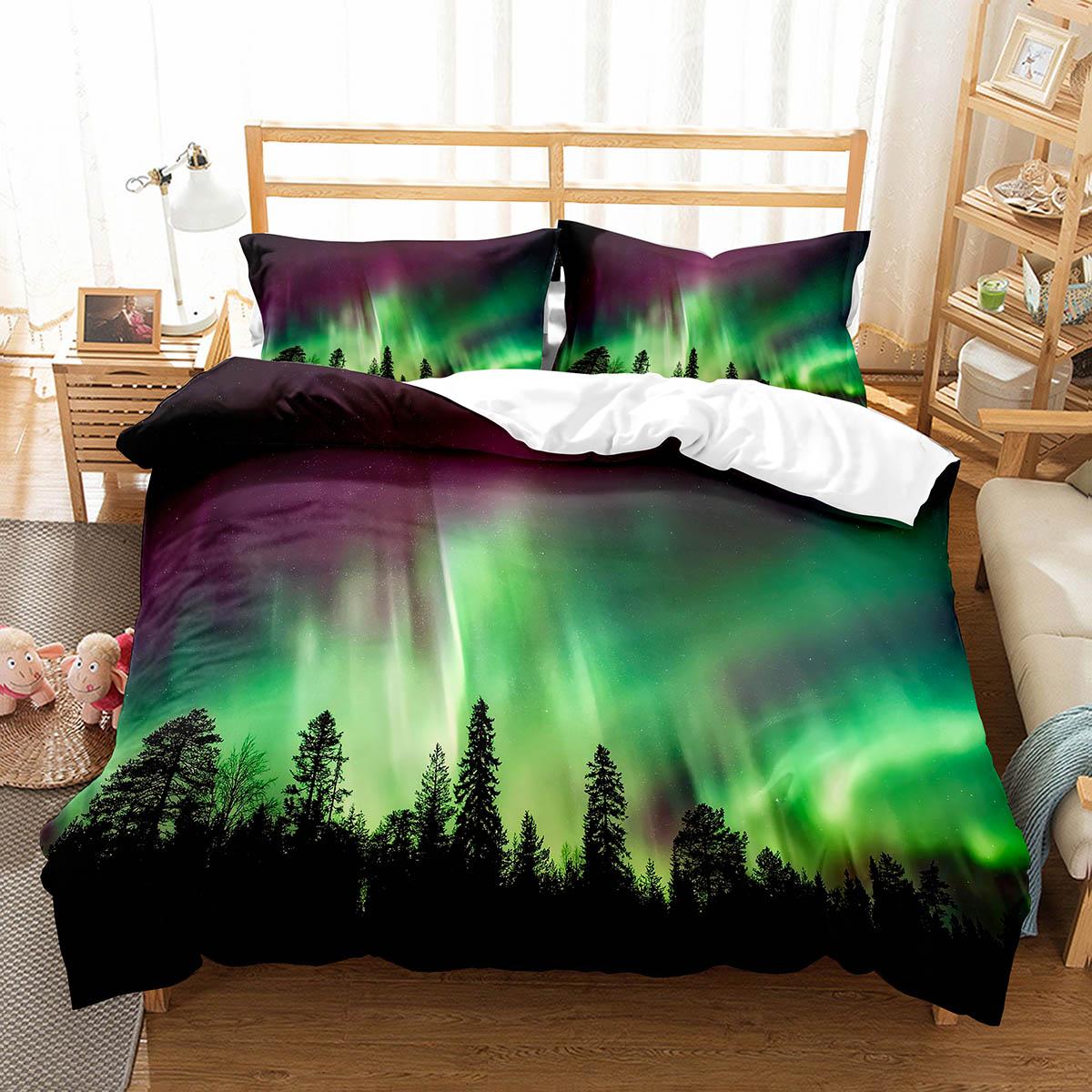 

Комплект пододеяльника «Северное сияние» размера кинг/полный, чудеса природы, полиэстеровый чехол для одеяла для детей, подростков, постельное белье, пододеяльник EU single(135x200cm)