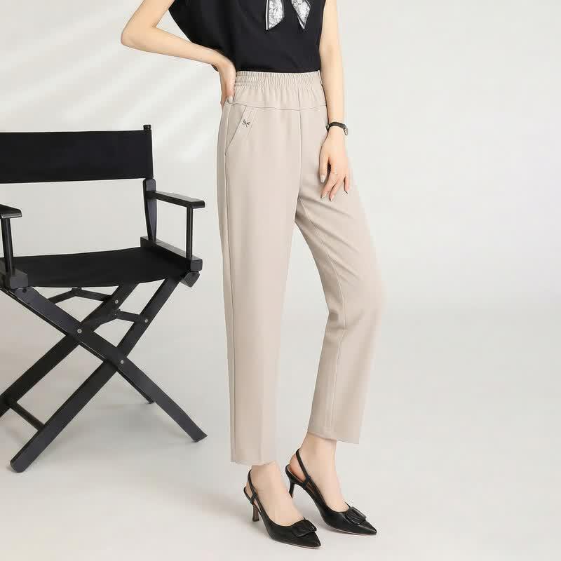 LangSha Women's High-Waist Tapered Cropped Pants