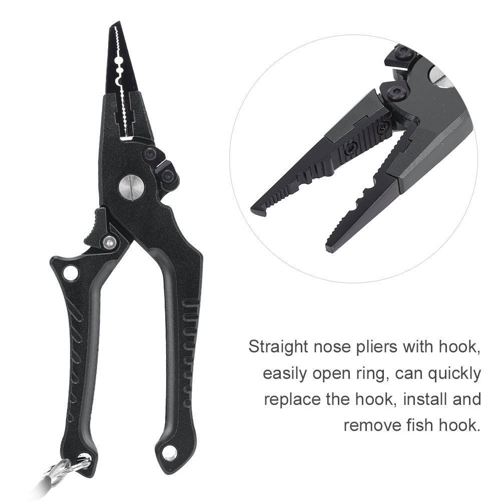 Outdoor Aluminum Alloy Lure Self Locking Fishing Pliers Fish Controller Tong Setblack