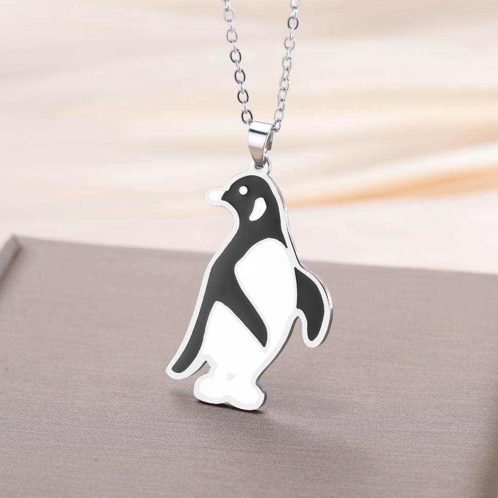 Cazador Stainless Steel Cute Animal Penguin Women's Necklace Trend Pendant Necklace Jewelry Birthday Valentine Gifts New
