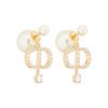 CD Logo Metal Crystal Resin Pearl Earrings Women Earrings Gold E3364WOMCY-D03S
