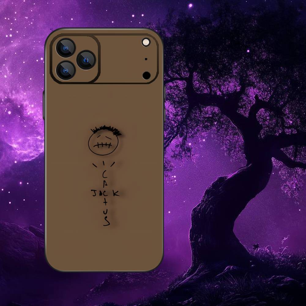 C-Cactus J-Jack Travis Scott Phone Case For iPhone 17,16,15,14,13,12,Pro,Max,Plus,E,SE4,Air,Mini Black Soft Box