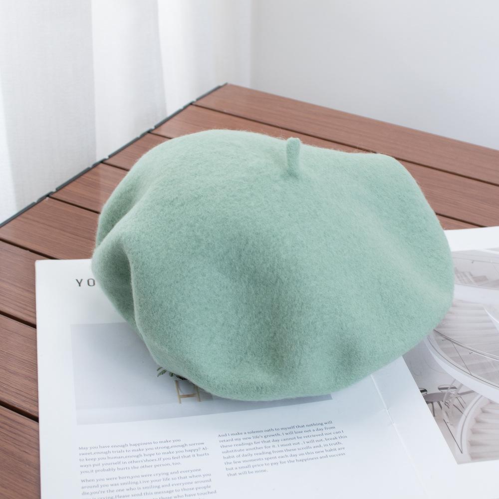 Berretto Donna Britannico Vintage Autunno e Inverno Lana Pittore Cappello Signora Cappello Bocciolo Versatile Tendenza ins