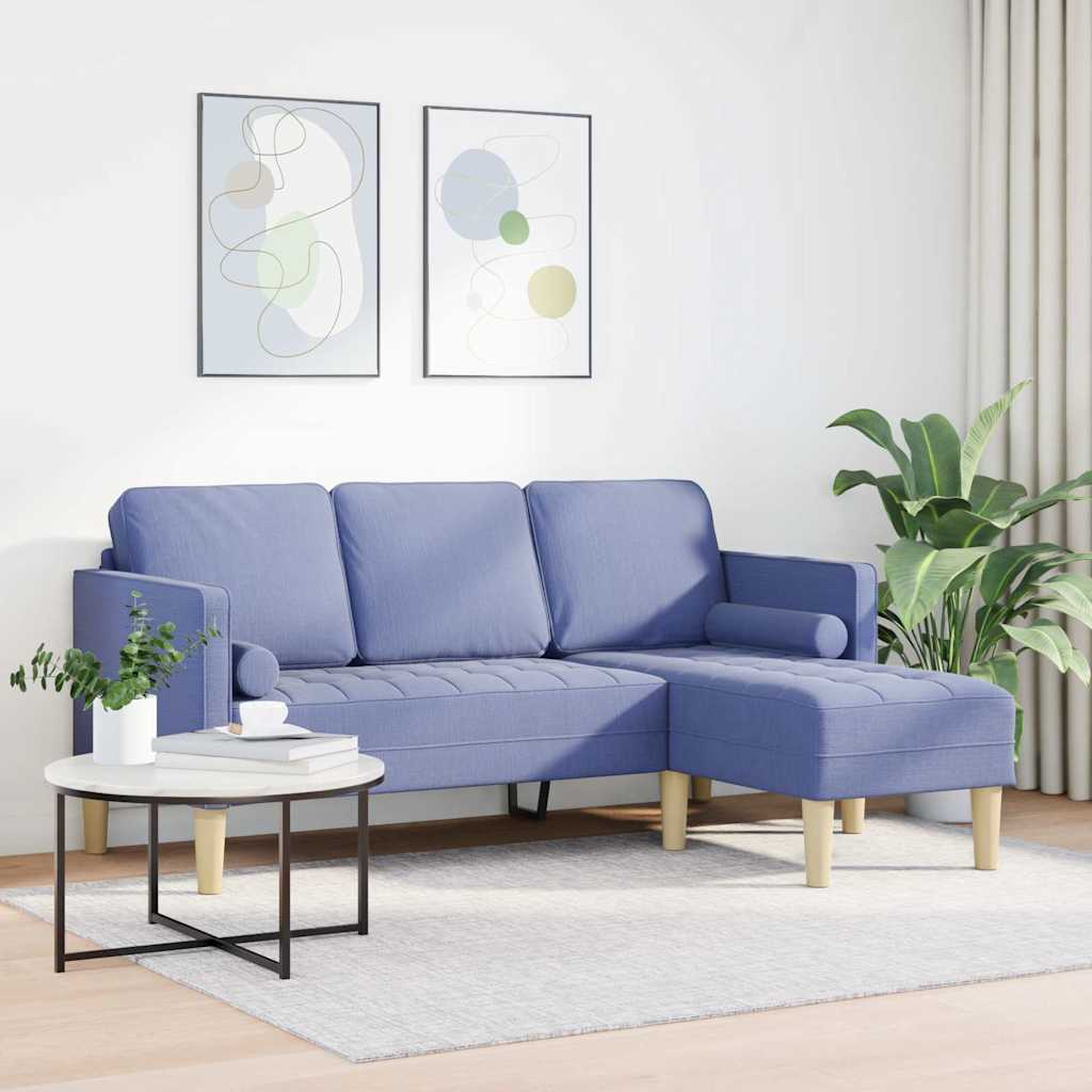 Sofa Set with Cushions Jeans Blue Polyester