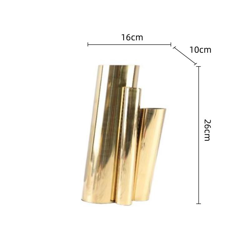 Creative Golden Stainless Steel Round Pipe Spliced Geometric Pipe Flower Vase Flower Arrangement Accessories Metal Vase