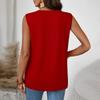 Damen Lässige Mode Knopfleiste Rundhals Ärmelloses T-Shirt Weste