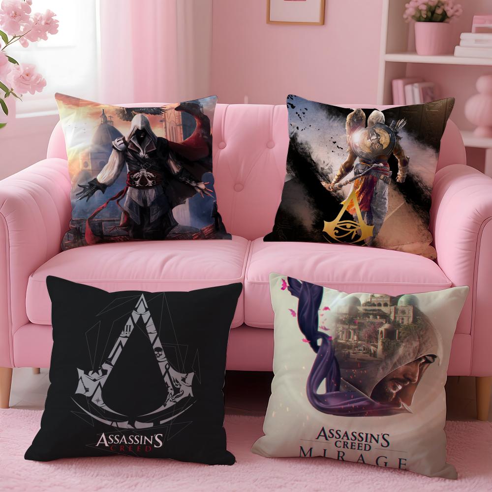 A-Assassins C-Creed Game Cushion Cover Plush Fabric Soft Double-Sided Printed Sofa Warm Winter Home Gift Pillow Cover