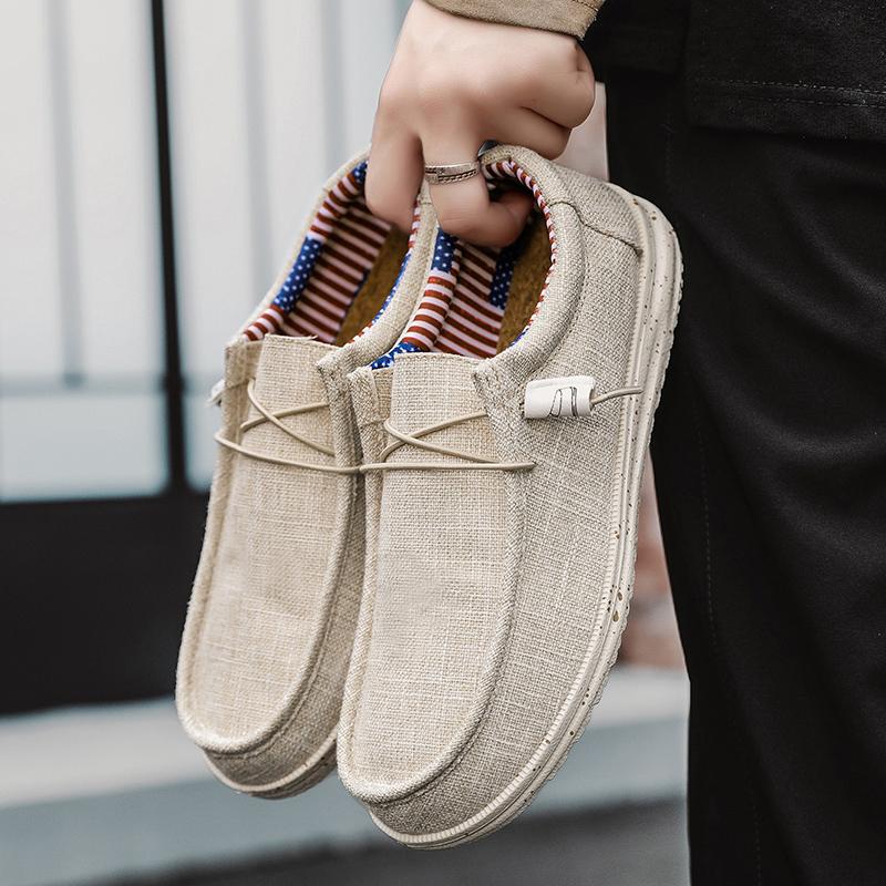 Men Casual Shoes Slip On Canvas Loafers Comfortable Walking Flats Non Slip Soft Moccasins Sneakers Summer