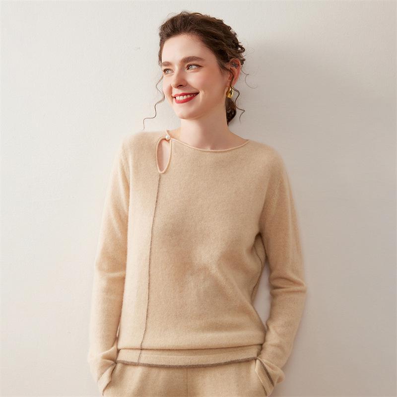 Korean Style Slimming Cashmere Women's Knit Sweater - Autumn/Winter Collection