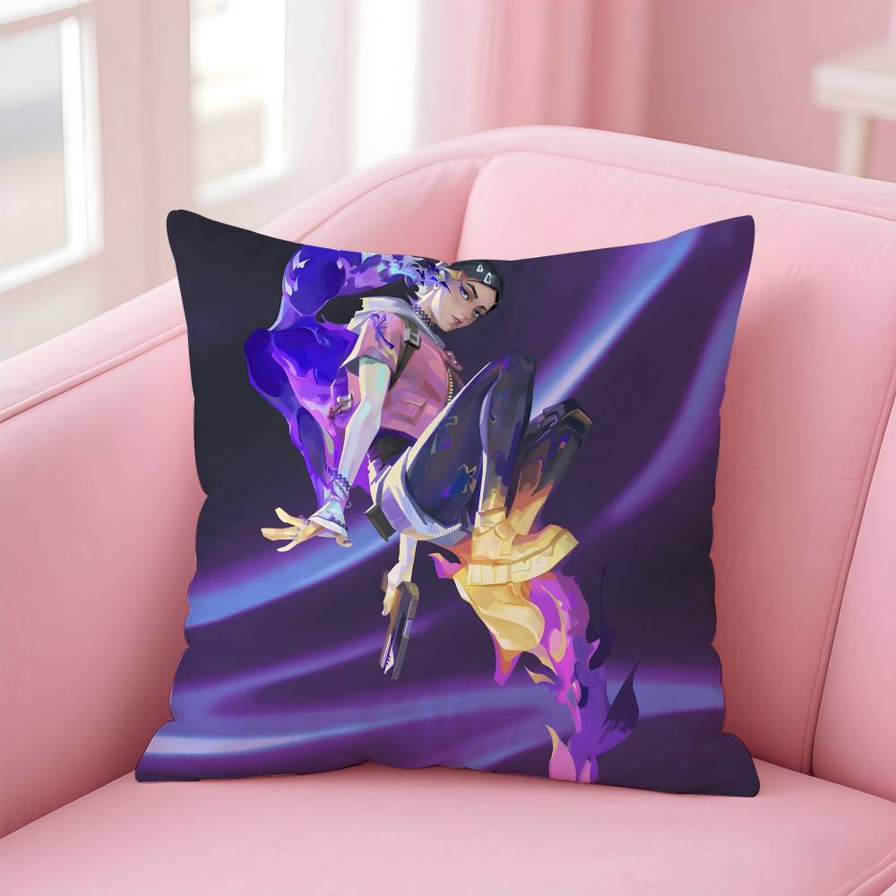 Hot Game V-Valorant Pillow Case Pattern Printing Pillowcase Living Room Sofa Cushion Cover Bedroom Room Decor