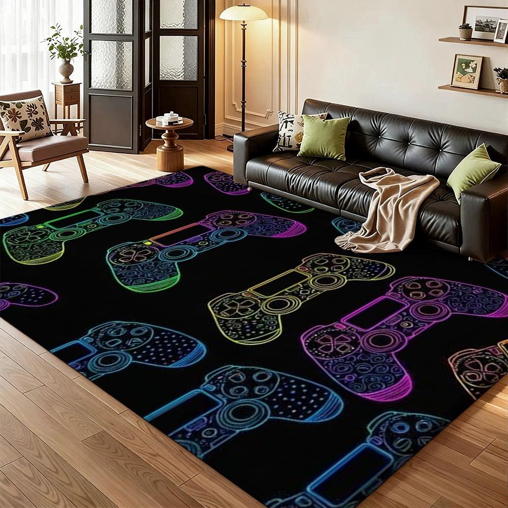 Colorful Game Controllers Patterned Rug Absorbent Nonslip Carpet For Bedroom Kitchen Bathroom Home Decor Halloween Gift