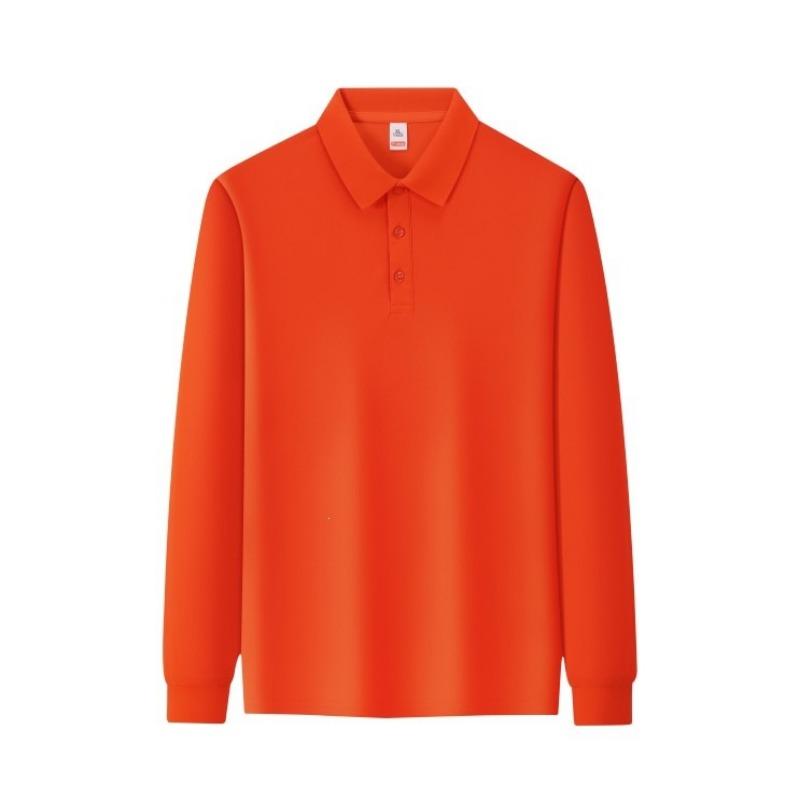 Men Solid White Long Sleeve Polo Shirt Plain Lapel Three Buttons Business Casual Basic Top