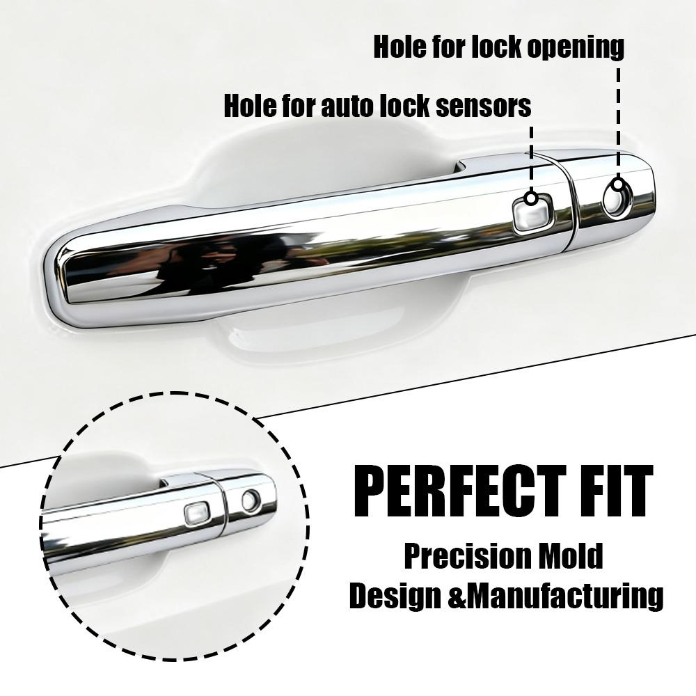 Chrome Car Door Handle Cover Trim with 2 Auto Sensor Holes For Chevy Silverado 1500 2019 2020 2025 2025 2025 2025 CarAccessories