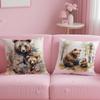 classic art theme Honey Bear Painting Cushion Cover Soft  EasyWash Pillow Case  Versatile for Couch Bed Travel and Office