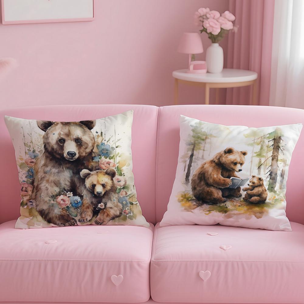 classic art theme Honey Bear Painting Cushion Cover Soft EasyWash Pillow Case Versatile for Couch Bed Travel and Office