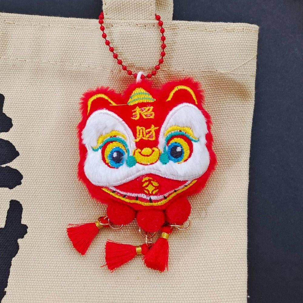 Chinese Style Lion Dance Tassels Pendant Awakened Lion New Year Zodiac Plush Doll Girls