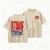 Camiseta Béige Lavada Vintage 2026 Bad Bunny DTMF World Tour Estampa Gráfica Unissex Casual Streetwear