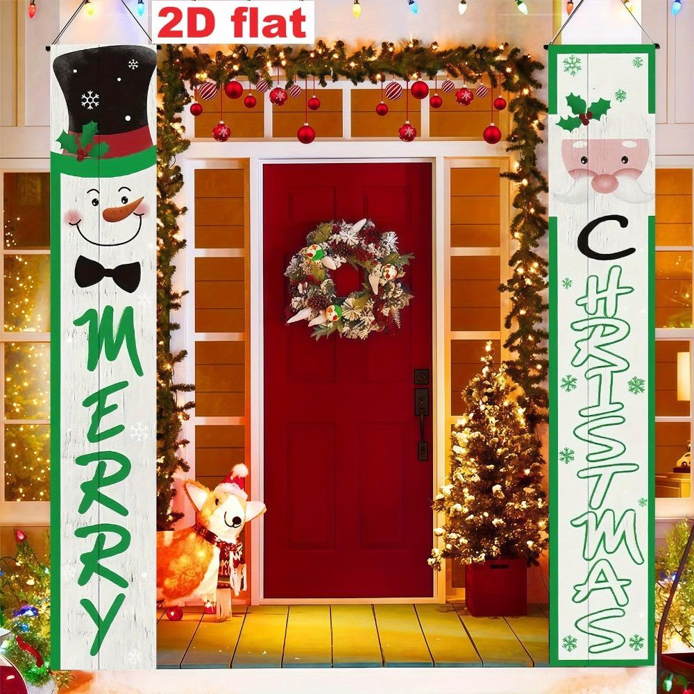 2D Flat, 2pcs Chinese Couplet Banner Suitable for Porch, Garden, Outdoor Decoration - Winter Christmas, New Year, Halloween & Thanksgiving Party Banne