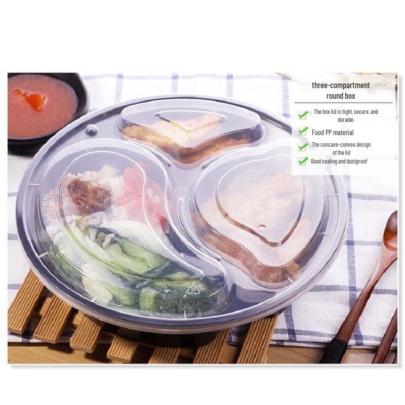 WS 838 Round 3-Compartment Disposable Meal Prep Containers