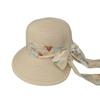 Summer straw hat women's high-end floral streamer seaside outing sun hat foldable UV-proof beach hat