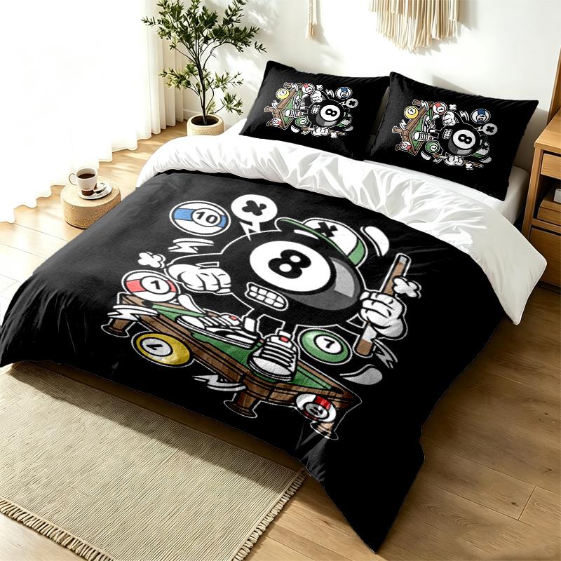 8ball 3pc Duvet Cover Set Simple Modern Bedding Set Wrinkle Resistant Soft Fabric All Season Use a perfect gift
