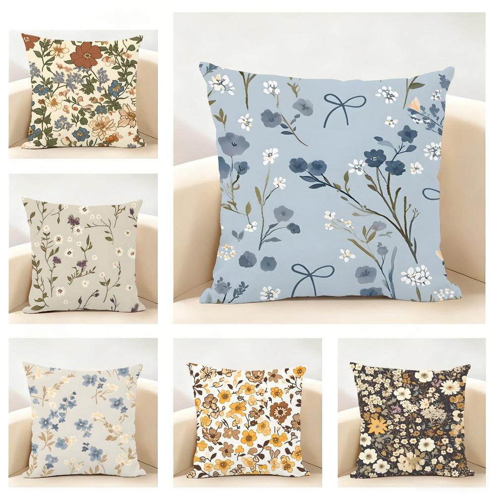 Retro Floral Classical Elegant Style Cushion Cover Linen Pillowcase Soft For Sofa Bed Home Room Decor