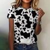 omen's Clothing Crew-neck 3D T-shirt Spotted Print Short-sleeved Casual Comfortable Top Ladies Elegant Loose T-shirt