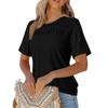 Women's Solid Color Range Round Neck Loose Short Sleeve T-shirt Pleated Top