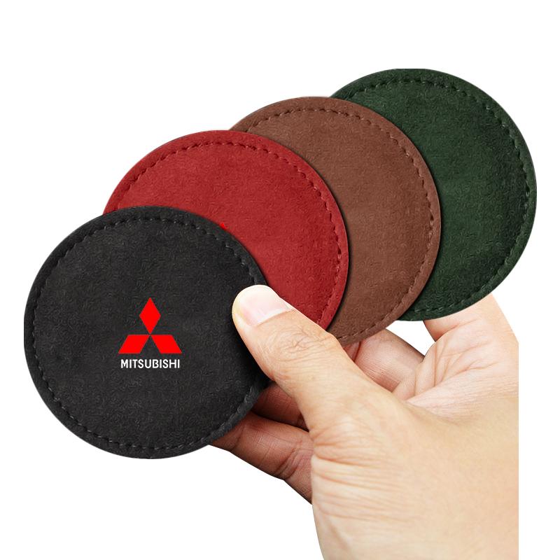 Car Cup Holder Pad PU Leather Slot Non-slip Coaster Mat For Mitsubishi Outlander Lancer 10 9 ASX RALLIART Eclipse L200 Pajero
