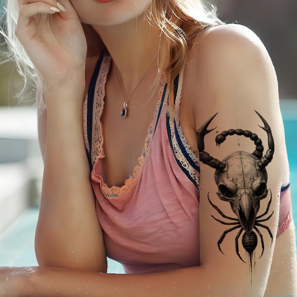3pcs Temporary Tattoo Black And Grey Realism Eye Ornament Grim Reaper Dagger With Skulls For Thighs Women Arms